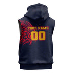 Personalized Adelaide Crows Polynesian Sleeveless Zip Hoodie Tribal Chest and Sleeve Tattoo Heritage Warrior