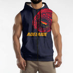 Personalized Adelaide Crows Polynesian Sleeveless Zip Hoodie Tribal Chest and Sleeve Tattoo Heritage Warrior