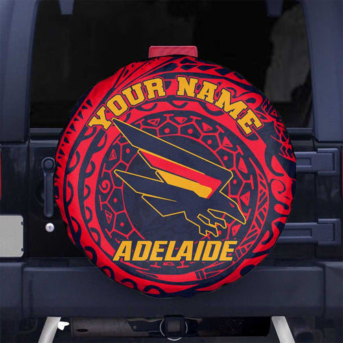 Personalized Adelaide Crows Polynesian Spare Tire Cover Tribal Chest and Sleeve Tattoo Heritage Warrior