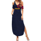Personalized Adelaide Crows Polynesian Summer Maxi Dress Tribal Chest and Sleeve Tattoo Heritage Warrior