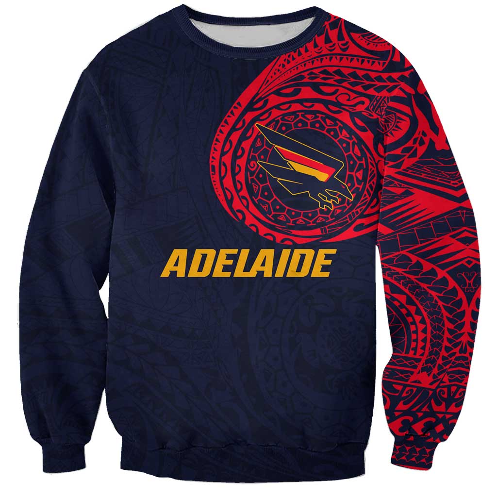 Personalized Adelaide Crows Polynesian Sweatshirt Tribal Chest and Sleeve Tattoo Heritage Warrior