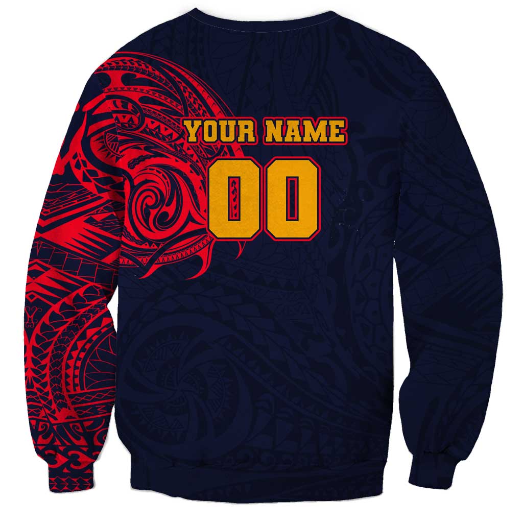 Personalized Adelaide Crows Polynesian Sweatshirt Tribal Chest and Sleeve Tattoo Heritage Warrior