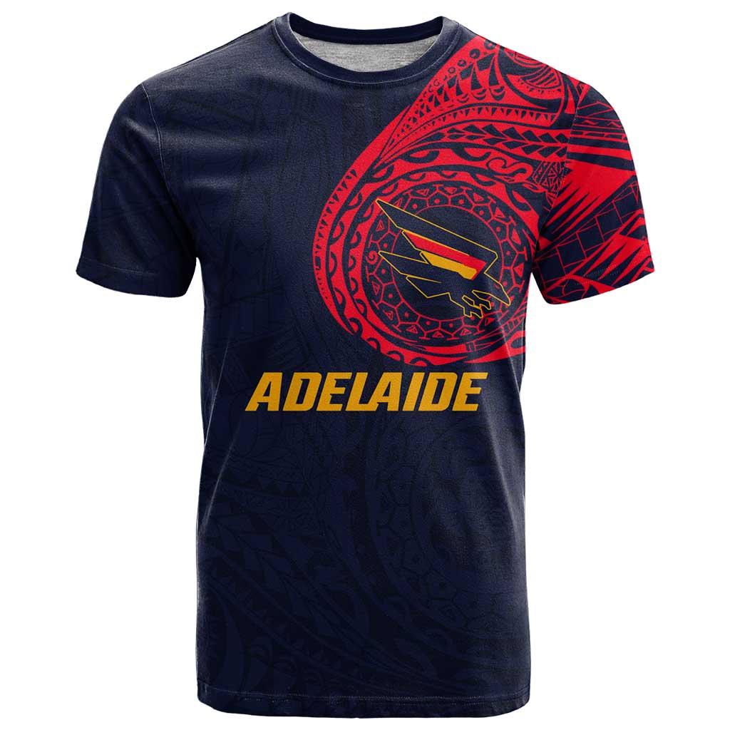 Personalized Adelaide Crows Polynesian T Shirt Tribal Chest and Sleeve Tattoo Heritage Warrior
