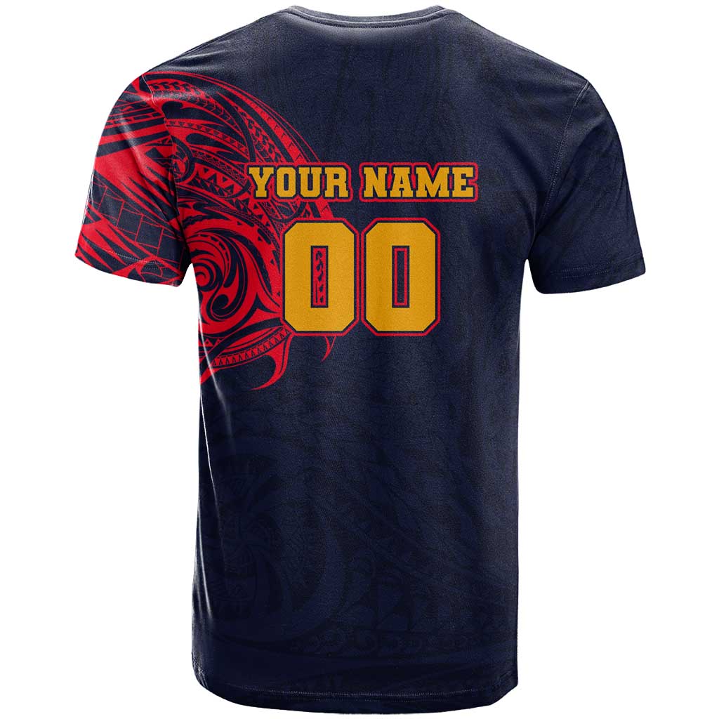 Personalized Adelaide Crows Polynesian T Shirt Tribal Chest and Sleeve Tattoo Heritage Warrior