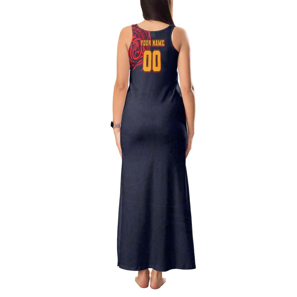 Personalized Adelaide Crows Polynesian Tank Maxi Dress Tribal Chest and Sleeve Tattoo Heritage Warrior