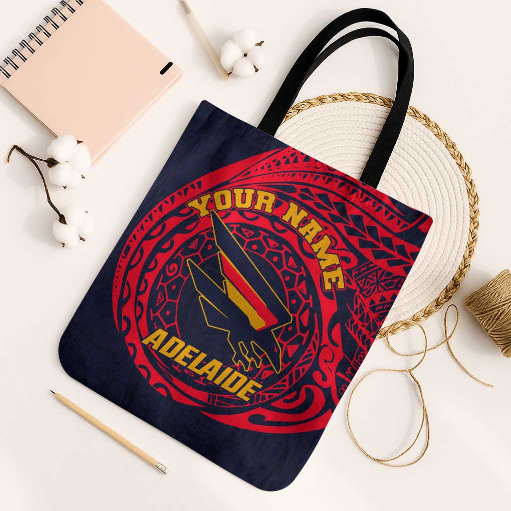 Personalized Adelaide Crows Polynesian Tote Bag Tribal Chest and Sleeve Tattoo Heritage Warrior