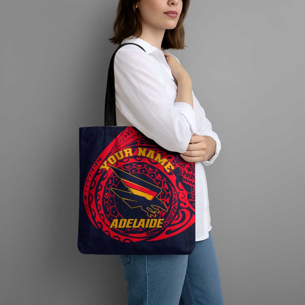 Personalized Adelaide Crows Polynesian Tote Bag Tribal Chest and Sleeve Tattoo Heritage Warrior