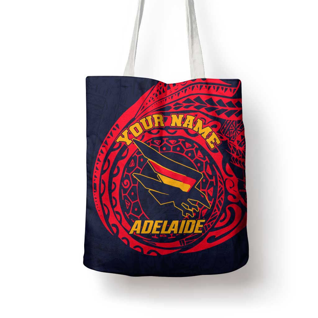 Personalized Adelaide Crows Polynesian Tote Bag Tribal Chest and Sleeve Tattoo Heritage Warrior