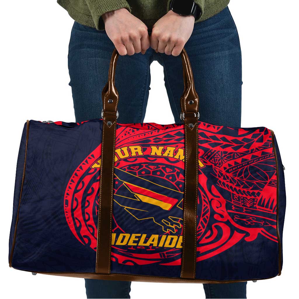 Personalized Adelaide Crows Polynesian Travel Bag Tribal Chest and Sleeve Tattoo Heritage Warrior