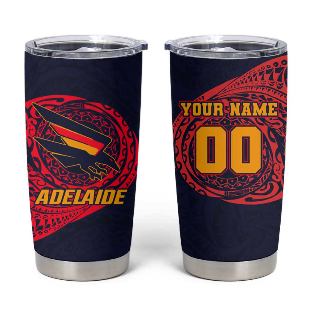 Personalized Adelaide Crows Polynesian Tumbler Cup Tribal Chest and Sleeve Tattoo Heritage Warrior