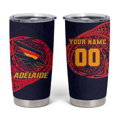 Personalized Adelaide Crows Polynesian Tumbler Cup Tribal Chest and Sleeve Tattoo Heritage Warrior