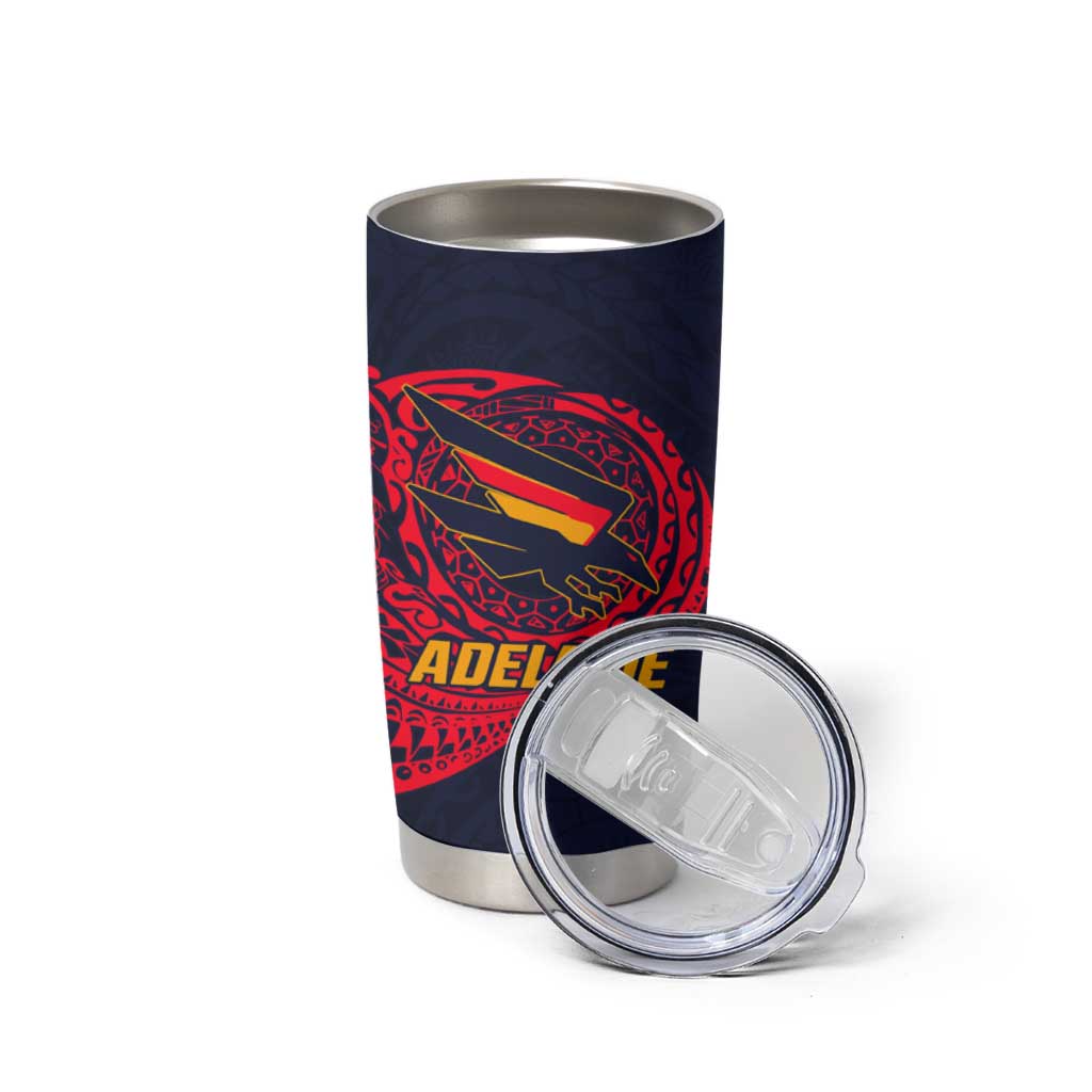 Personalized Adelaide Crows Polynesian Tumbler Cup Tribal Chest and Sleeve Tattoo Heritage Warrior