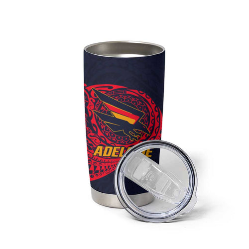 Personalized Adelaide Crows Polynesian Tumbler Cup Tribal Chest and Sleeve Tattoo Heritage Warrior