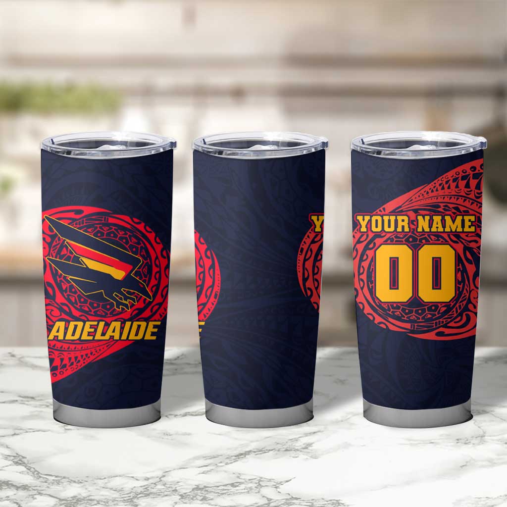 Personalized Adelaide Crows Polynesian Tumbler Cup Tribal Chest and Sleeve Tattoo Heritage Warrior