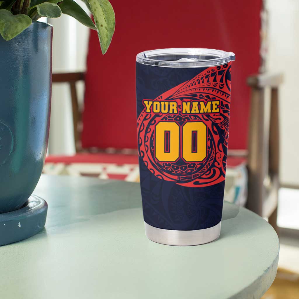 Personalized Adelaide Crows Polynesian Tumbler Cup Tribal Chest and Sleeve Tattoo Heritage Warrior