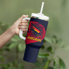 Personalized Adelaide Crows Polynesian Tumbler With Handle Tribal Chest and Sleeve Tattoo Heritage Warrior