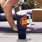 Personalized Adelaide Crows Polynesian Tumbler With Handle Tribal Chest and Sleeve Tattoo Heritage Warrior