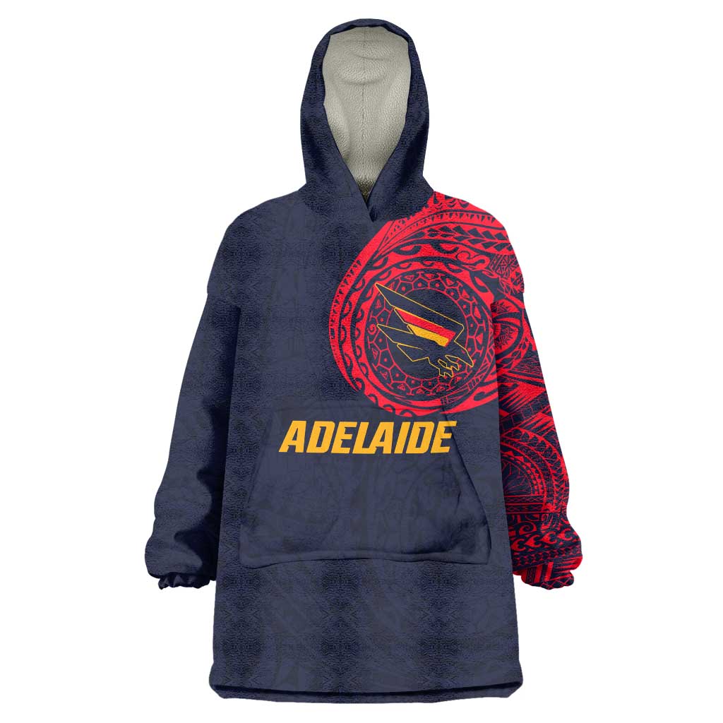 Personalized Adelaide Crows Polynesian Wearable Blanket Hoodie Tribal Chest and Sleeve Tattoo Heritage Warrior