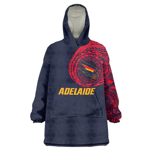 Personalized Adelaide Crows Polynesian Wearable Blanket Hoodie Tribal Chest and Sleeve Tattoo Heritage Warrior