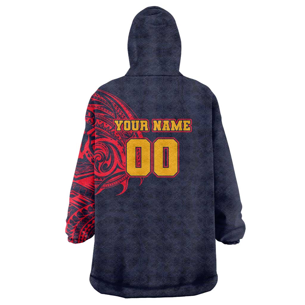 Personalized Adelaide Crows Polynesian Wearable Blanket Hoodie Tribal Chest and Sleeve Tattoo Heritage Warrior