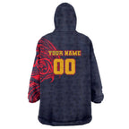 Personalized Adelaide Crows Polynesian Wearable Blanket Hoodie Tribal Chest and Sleeve Tattoo Heritage Warrior