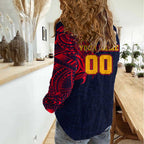Personalized Adelaide Crows Polynesian Women Casual Shirt Tribal Chest and Sleeve Tattoo Heritage Warrior