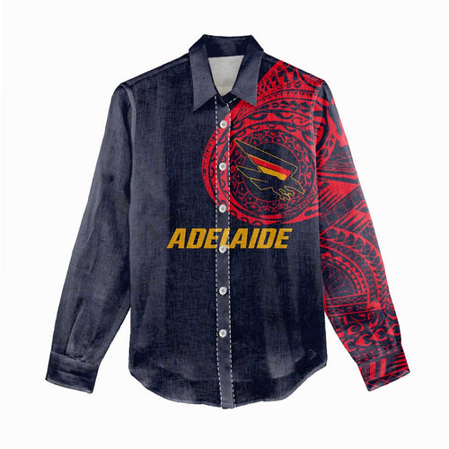 Personalized Adelaide Crows Polynesian Women Casual Shirt Tribal Chest and Sleeve Tattoo Heritage Warrior