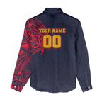Personalized Adelaide Crows Polynesian Women Casual Shirt Tribal Chest and Sleeve Tattoo Heritage Warrior