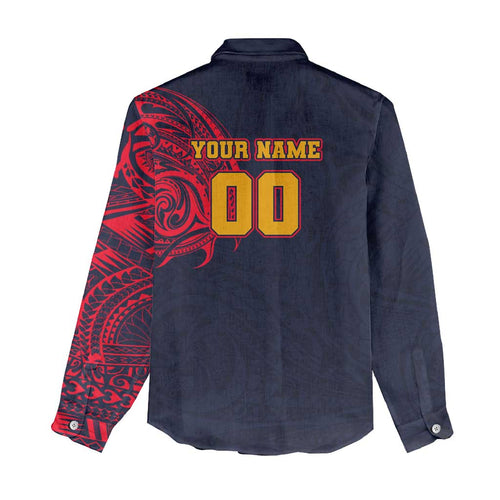 Personalized Adelaide Crows Polynesian Women Casual Shirt Tribal Chest and Sleeve Tattoo Heritage Warrior