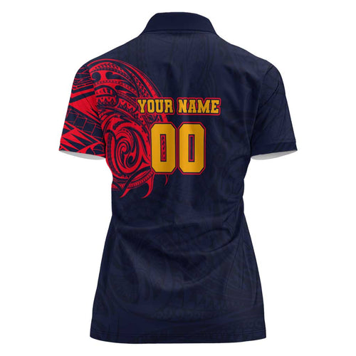 Personalized Adelaide Crows Polynesian Women Polo Shirt Tribal Chest and Sleeve Tattoo Heritage Warrior