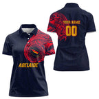 Personalized Adelaide Crows Polynesian Women Polo Shirt Tribal Chest and Sleeve Tattoo Heritage Warrior