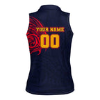 Personalized Adelaide Crows Polynesian Women Sleeveless Polo Shirt Tribal Chest and Sleeve Tattoo Heritage Warrior