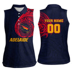 Personalized Adelaide Crows Polynesian Women Sleeveless Polo Shirt Tribal Chest and Sleeve Tattoo Heritage Warrior