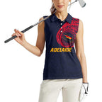 Personalized Adelaide Crows Polynesian Women Sleeveless Polo Shirt Tribal Chest and Sleeve Tattoo Heritage Warrior