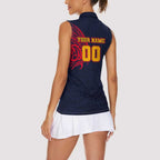 Personalized Adelaide Crows Polynesian Women Sleeveless Polo Shirt Tribal Chest and Sleeve Tattoo Heritage Warrior
