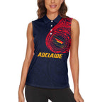 Personalized Adelaide Crows Polynesian Women Sleeveless Polo Shirt Tribal Chest and Sleeve Tattoo Heritage Warrior