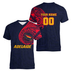 Personalized Adelaide Crows Polynesian Women V-Neck T-Shirt Tribal Chest and Sleeve Tattoo Heritage Warrior