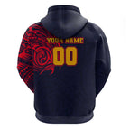 Personalized Adelaide Crows Polynesian Zip Hoodie Tribal Chest and Sleeve Tattoo Heritage Warrior