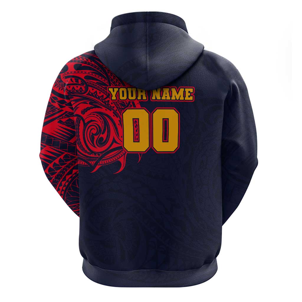 Personalized Adelaide Crows Polynesian Zip Hoodie Tribal Chest and Sleeve Tattoo Heritage Warrior