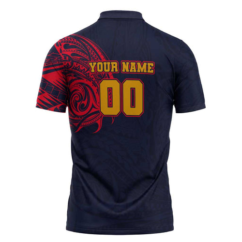 Personalized Adelaide Crows Polynesian Zipper Polo Shirt Tribal Chest and Sleeve Tattoo Heritage Warrior
