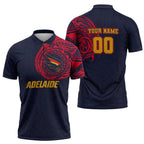 Personalized Adelaide Crows Polynesian Zipper Polo Shirt Tribal Chest and Sleeve Tattoo Heritage Warrior