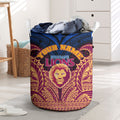 Personalized Brisbane Lions Laundry Basket Polynesian Tribal Lion Burgundy Gold Warrior