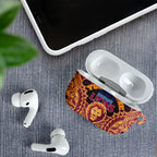 Personalized Brisbane Lions AirPods Case Polynesian Tribal Lion Burgundy Gold Warrior