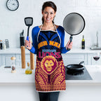 Personalized Brisbane Lions Apron Polynesian Tribal Lion Burgundy Gold Warrior