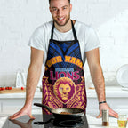 Personalized Brisbane Lions Apron Polynesian Tribal Lion Burgundy Gold Warrior