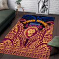 Personalized Brisbane Lions Area Rug Polynesian Tribal Lion Burgundy Gold Warrior