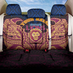 Personalized Brisbane Lions Back Car Seat Cover Polynesian Tribal Lion Burgundy Gold Warrior