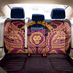 Personalized Brisbane Lions Back Car Seat Cover Polynesian Tribal Lion Burgundy Gold Warrior