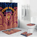 Personalized Brisbane Lions Bathroom Set Polynesian Tribal Lion Burgundy Gold Warrior