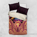 Personalized Brisbane Lions Bedding Set Polynesian Tribal Lion Burgundy Gold Warrior